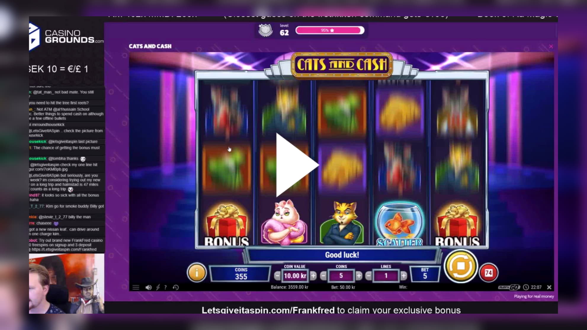 15 Free Spins right now at Frank and Fred Casino