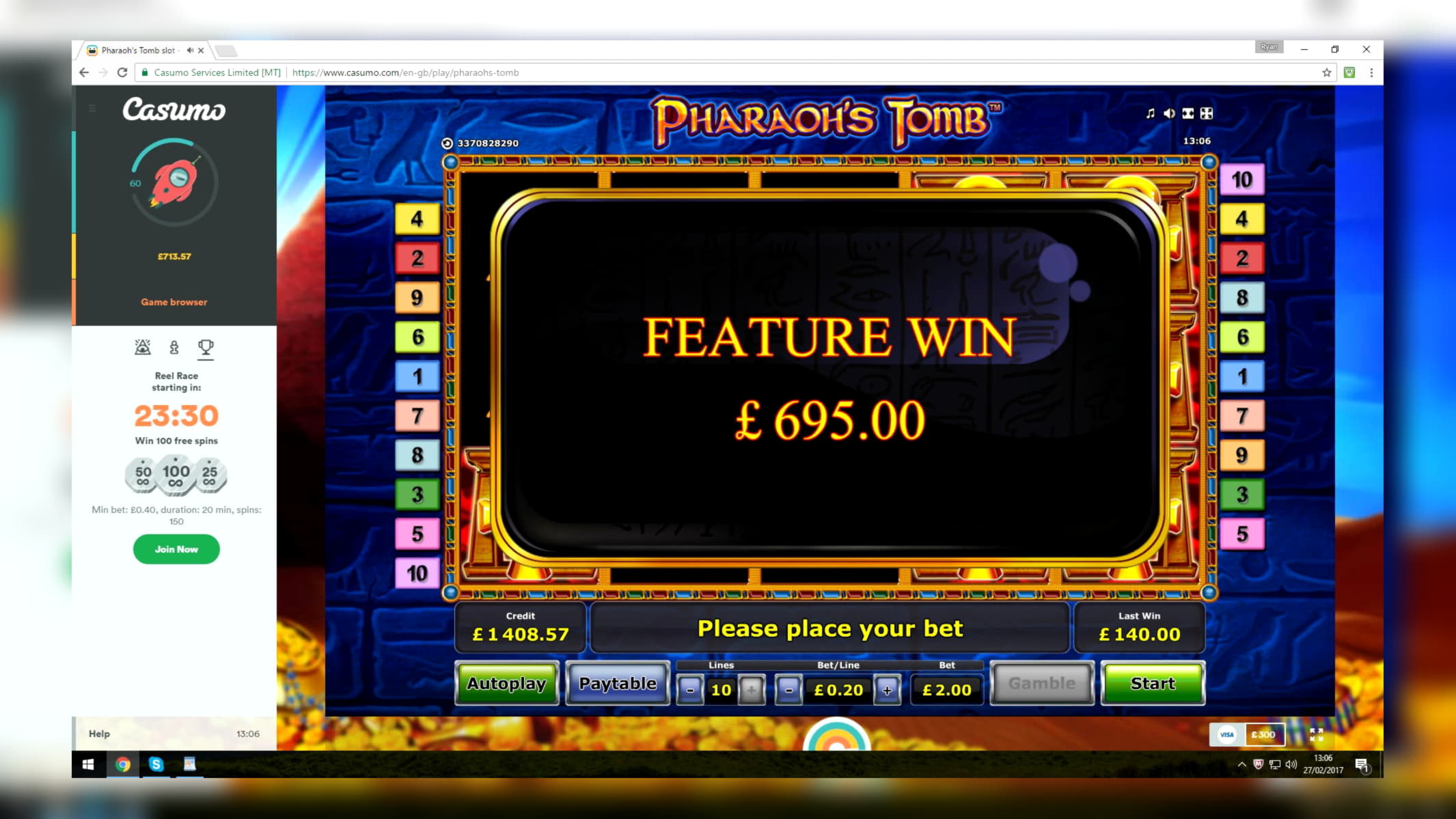 EUR 3045 NO DEPOSIT CASINO BONUS at Slots Angel Casino
